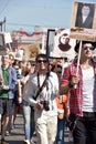 Participants of Immortal Regiment - public action, during which participants carried portrait Royalty Free Stock Photo