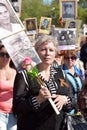 Participants of Immortal Regiment - public action, during which participants carried portrait Royalty Free Stock Photo