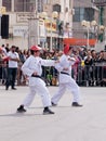 Participants of karate section demonstrate their skills for the