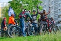 Participants of mass spring bike ride dedicated to opening of cycling season 2019, Gomel, Belarus