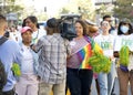 Participants at the Oakland Gay Pride Parade on Broadway, downtown Oakland, California