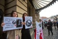 Participants during protest, against bringing Russian troops in the Crimea. Posters: Ukraine without Putin, and Putin - Thief.