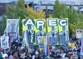 Participants protesting APEC meeting in San Francisco, CA