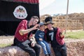 A participants of the Purim festival dressed in fabulous costumes, show performance in Caesarea, Israel Royalty Free Stock Photo