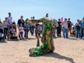 A participants of the Purim festival dressed in fabulous costumes, show performance in Caesarea, Israel Royalty Free Stock Photo