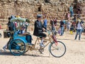 A participants of the Purim festival dressed in fabulous costumes, show performance in Caesarea, Israel Royalty Free Stock Photo