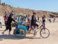 A participants of the Purim festival dressed in fabulous costumes, show performance in Caesarea, Israel Royalty Free Stock Photo