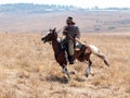 Participants in the reconstruction of Horns of Hattin battle in 1187 moving around the battlefield near Tiberias, Israel Royalty Free Stock Photo