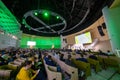 Participants of science conference in spacious hall Royalty Free Stock Photo