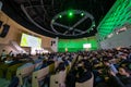 Participants of science conference in spacious hall Royalty Free Stock Photo