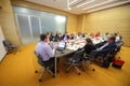 Participants sit at the table on Business Breakfast Royalty Free Stock Photo