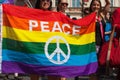 Participants and spectators in the Prague Pride Parade