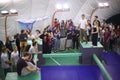 Participants of the 5th parkour contest to move at the University Royalty Free Stock Photo