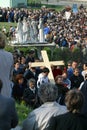 Participants of the Way of the Cross in Croatian national shrine of the Virgin Mary in Marija Bistrica, Croatia Royalty Free Stock Photo