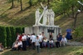 Participants of the Way of the Cross in Croatian national shrine of the Virgin Mary in Marija Bistrica, Croatia Royalty Free Stock Photo