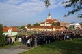 Participants of the Way of the Cross in Croatian national shrine of the Virgin Mary in Marija Bistrica, Croatia Royalty Free Stock Photo