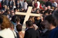 Participants of the Way of the Cross in Croatian national shrine of the Virgin Mary in Marija Bistrica, Croatia Royalty Free Stock Photo