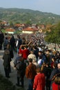 Participants of the Way of the Cross in Croatian national shrine of the Virgin Mary in Marija Bistrica, Croatia Royalty Free Stock Photo