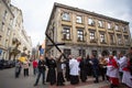 Participants of the Way of the Cross on Good Friday celebrated at the historic center of Krakow.