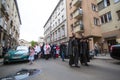 Participants of the Way of the Cross on Good Friday celebrated at the historic center of Krakow.