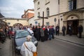 Participants of the Way of the Cross on Good Friday celebrated at the historic center of Krakow.