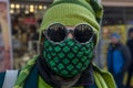Participants wearing face mask in the St. Patrick`s Day Parade