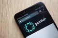 Particl PART cryptocurrency website displayed on Huawei Y6 2018 smartphone Royalty Free Stock Photo