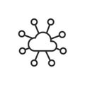 Particle Cloud, icon in line design. Particle, cloud, data, computing, storage, technology, digital on white background Royalty Free Stock Photo