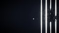 Particle collision illustrating lights, shadows, abstract scientific visualization