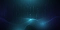 Illustration vector abstract wave, flow line, motion pattern and particle dot on dark blue background