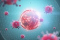 Particles of Coronavirus against the background of the Earth. The concept of quarantine, pandemic, vaccine, crisis. 3D rendering,