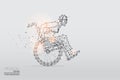 The particles, geometric art, line and dot of business man on wheelchair.