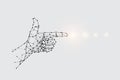 The particles, geometric art, line and dot of finger-pointing Royalty Free Stock Photo