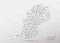 The particles, geometric art, line and dot of leaves. Vector illustration