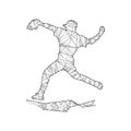 Particles line art and dot baseball player design vector