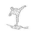 Particles line art and dot karate martial art design vector