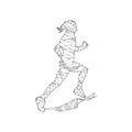 Particles line art and dot running woman design