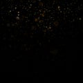 Particles overlay effect glitter of gold glowing magic shine and star dust on black background. EPS 10 Royalty Free Stock Photo