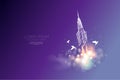 The particles, polygonal, geometric art - space shuttle releasing