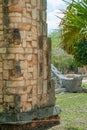 Particolari delle pietre decorative di un tempio Maya, nell`area archeologica di Chichen Itza