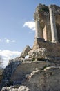 Inside the antique Amphitheater in Taormina, Sicily. Royalty Free Stock Photo