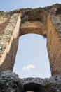 Inside the antique Amphitheater in Taormina, Sicily. Royalty Free Stock Photo