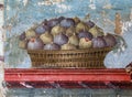 Oplontis Villa of Poppea - Triclinium. A basket of figs. Royalty Free Stock Photo