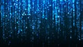 Particular Rain Illustration, Neon Blue Particles, Shiny Glow Li