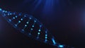 A particulate 3D rendered DNA on a blue bokeh background. Royalty Free Stock Photo
