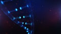 A particulate 3D rendered DNA on a blue bokeh background. Royalty Free Stock Photo