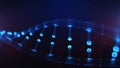 A particulate 3D rendered DNA on a blue bokeh background. Royalty Free Stock Photo