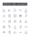 Parties and holidays line icons collection. Joyful events, Festive occasions, Social gatherings, Special moments