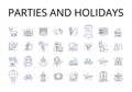 Parties and holidays line icons collection. Joyful events, Festive occasions, Social gatherings, Special moments