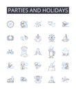 Parties and holidays line icons collection. Joyful events, Festive occasions, Social gatherings, Special moments